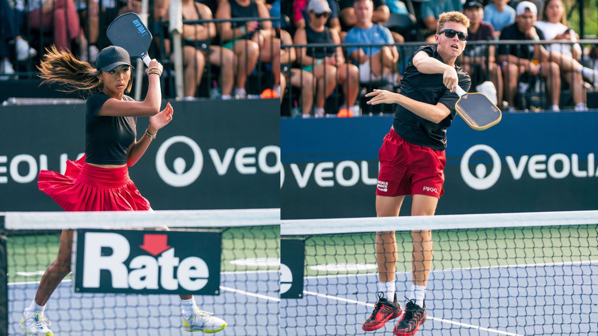 Yeh and Chaffin in black tops and red bottoms